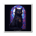 Black Cat Stained Glass Magnet — "Nine Lives, Zero Regrets" Decorative Fridge Magnet