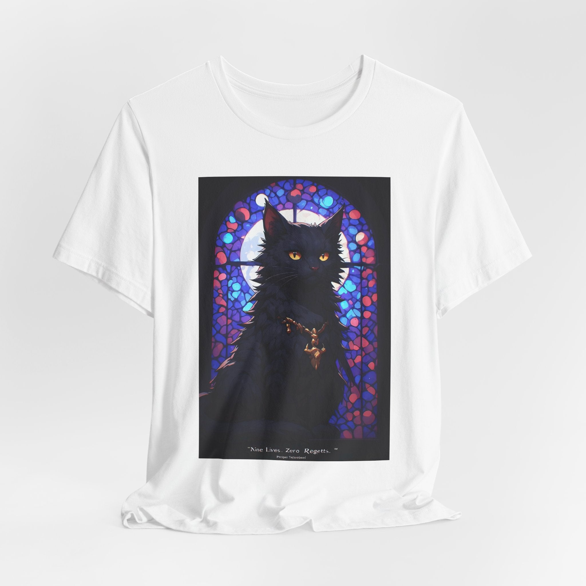Black Cat Stained Glass T-Shirt