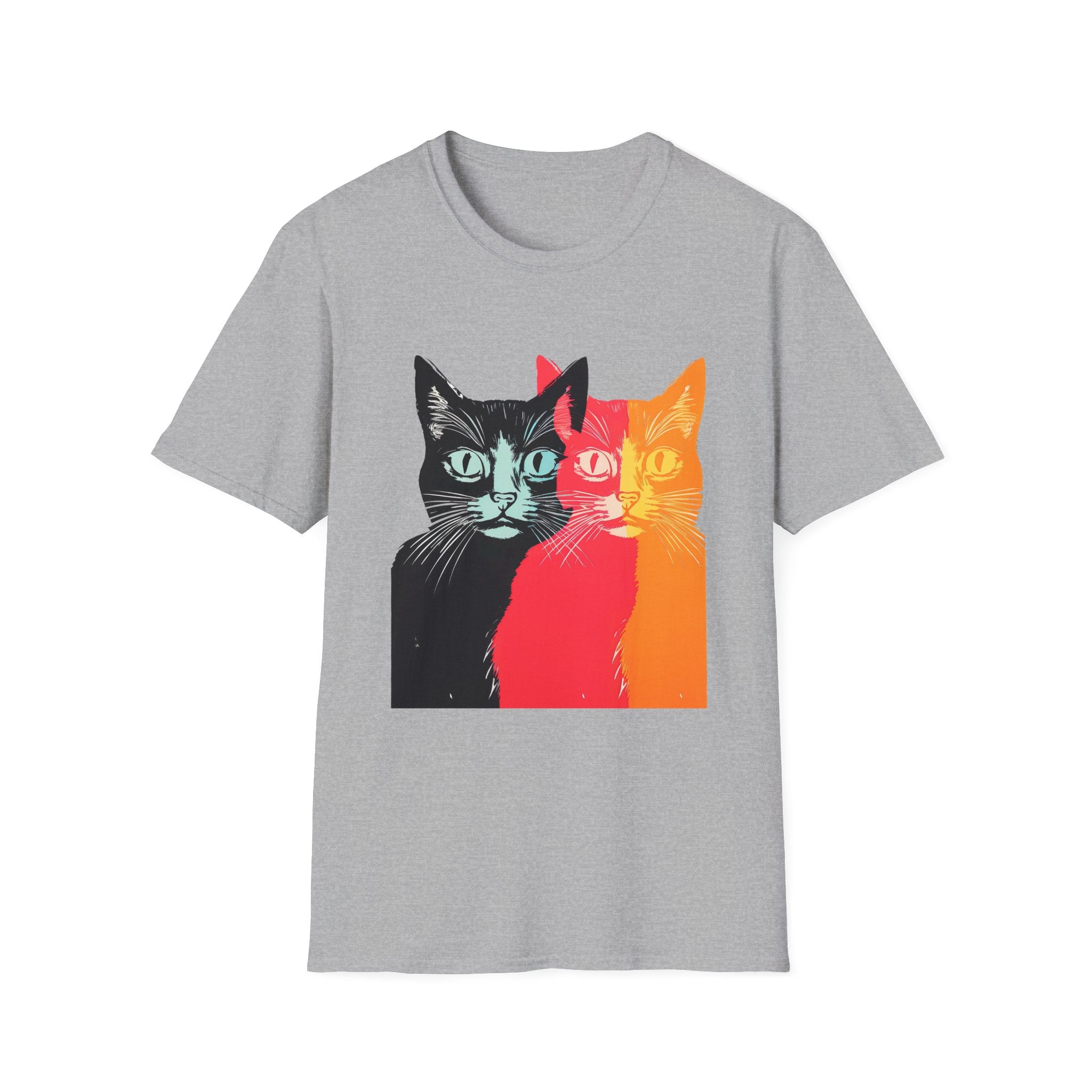 Cat Trio Pop Art T-Shirt — Colorful Retro Feline Graphic Tee