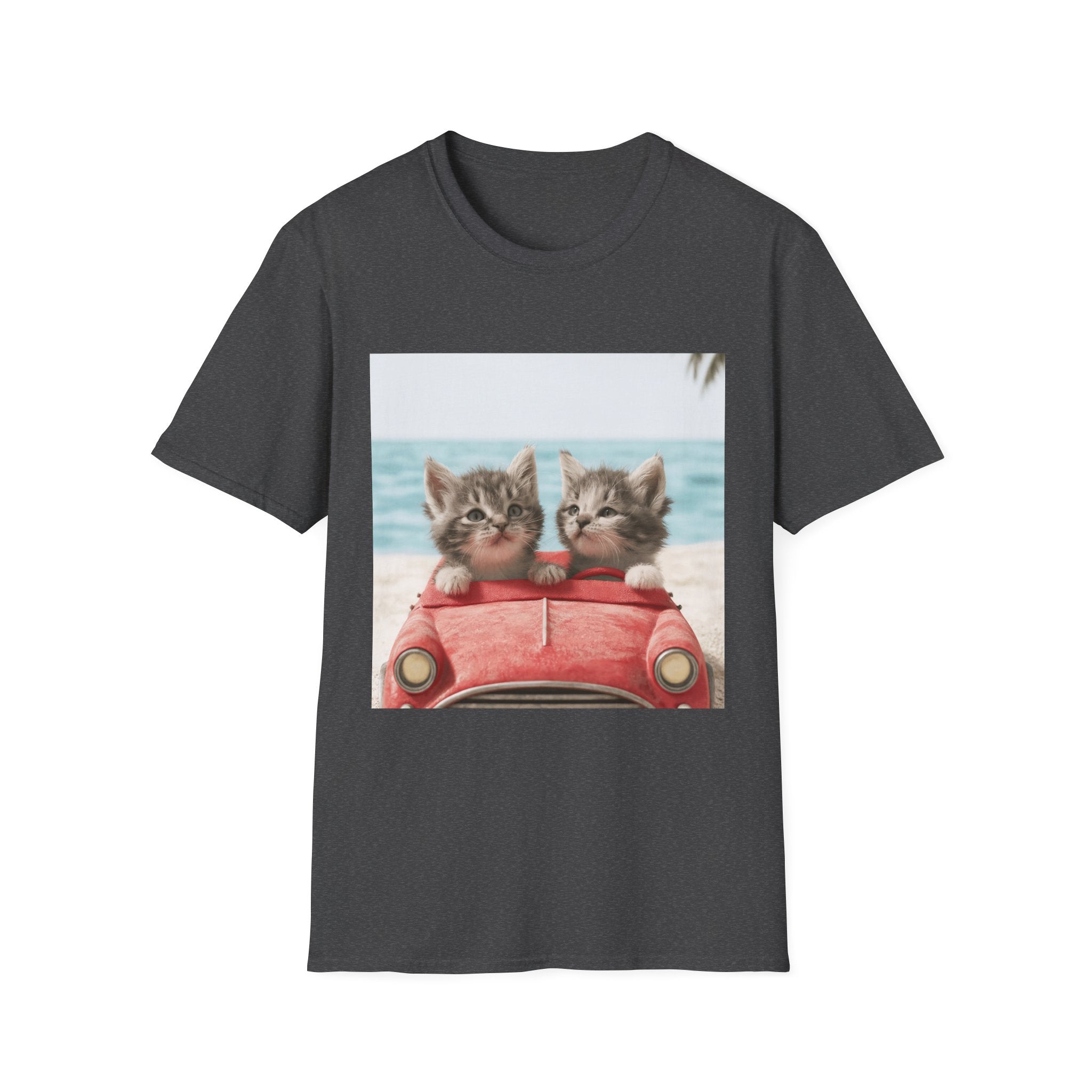 Kitten Road Trip T-Shirt — Cute Kittens Driving Beach Graphic Tee