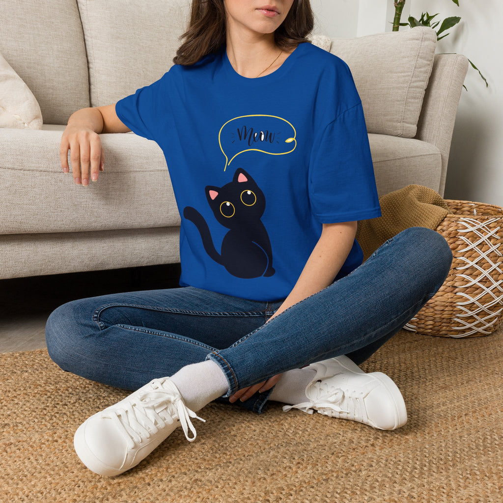 Meow Black Cat Tee — Cute Cat Graphic T-Shirt