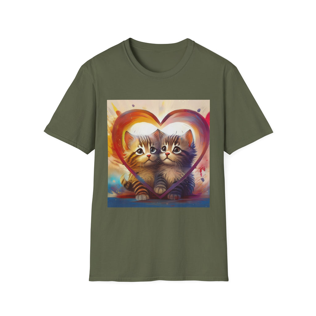 Cute Kittens Heart T-Shirt — Adorable Cat Love Graphic Tee