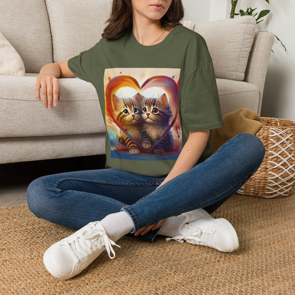 Cute Kittens Heart T-Shirt — Adorable Cat Love Graphic Tee