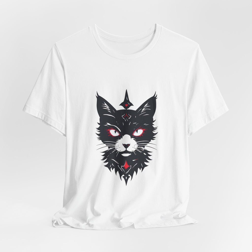 Occult Black Cat Tee — Mystical Cat Head Graphic T-Shirt