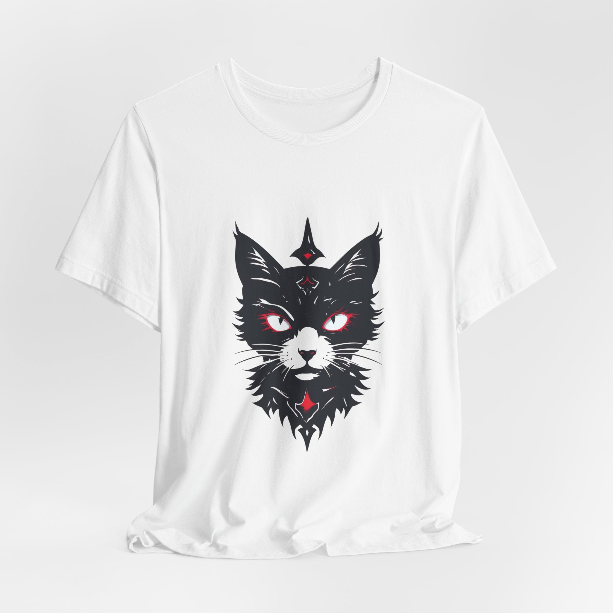 Occult Black Cat Tee — Mystical Cat Head Graphic T-Shirt