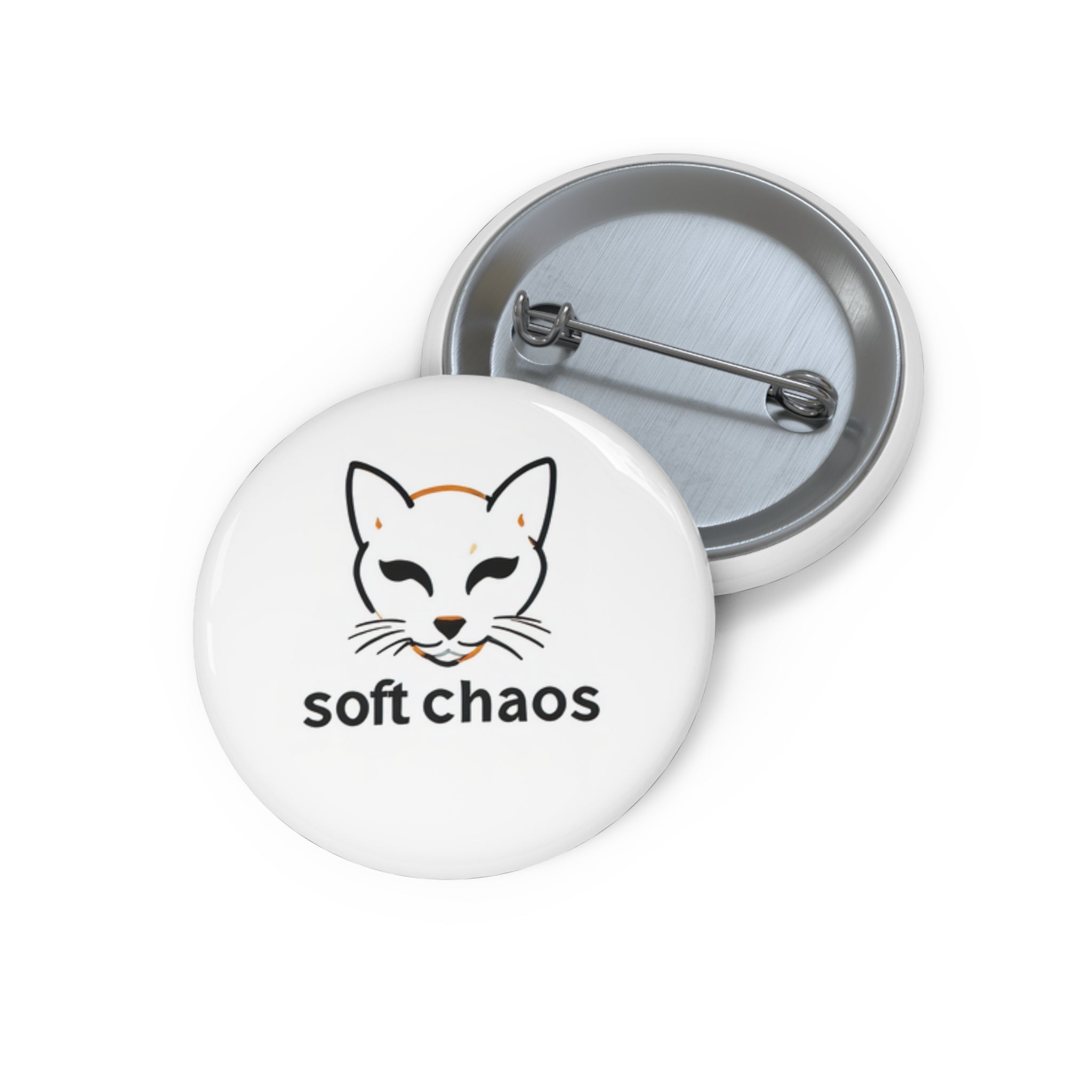 Soft Chaos Cat Pin Button – Cute Cat Face Enamel-Style Badge
