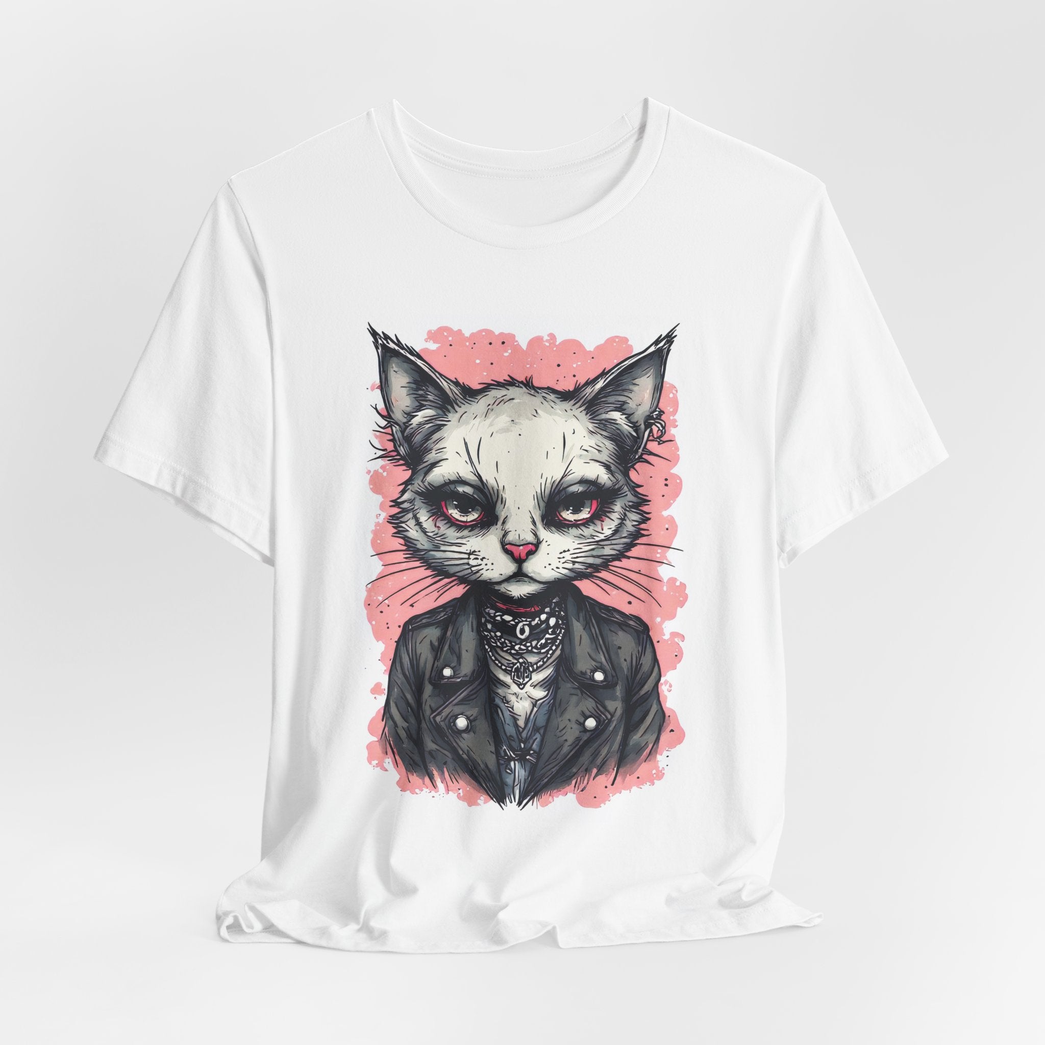 Grumpy Punk Cat T-Shirt — Gothic Kitty Graphic Tee
