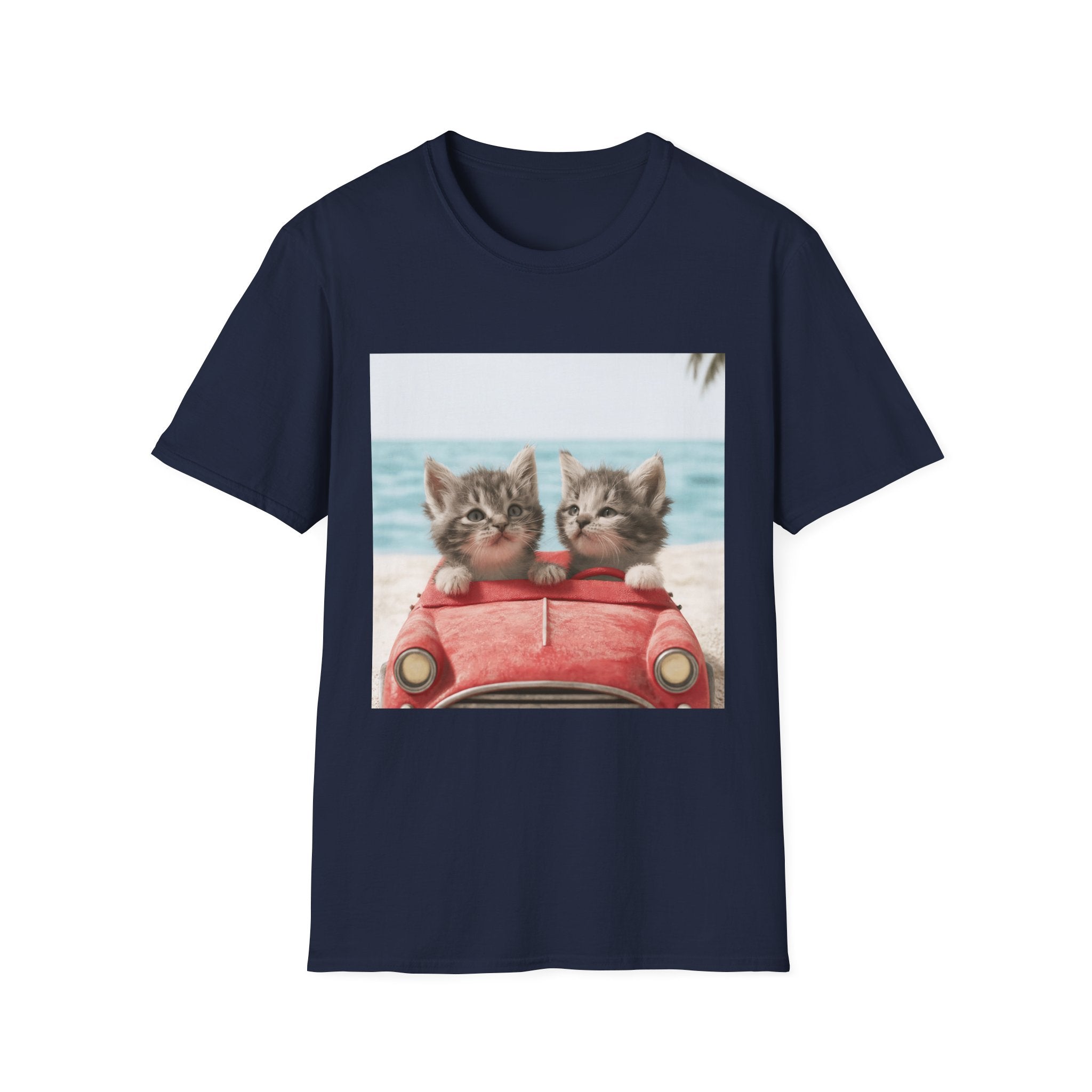 Kitten Road Trip T-Shirt — Cute Kittens Driving Beach Graphic Tee