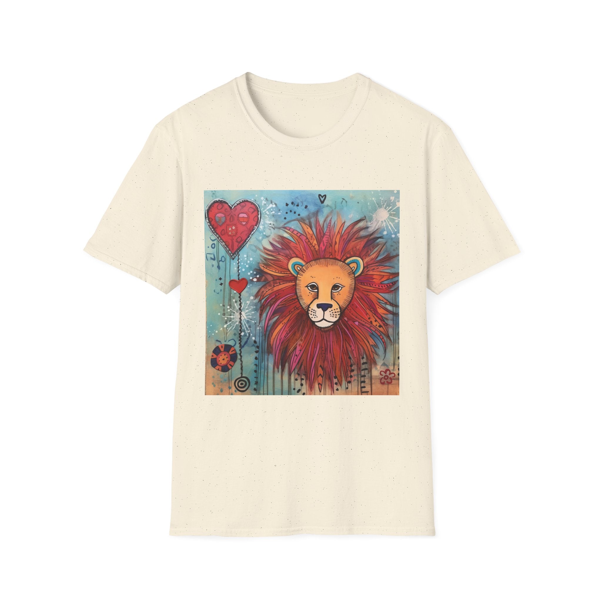 Lion Heart T-Shirt — Colorful Whimsical Lion Illustration Tee