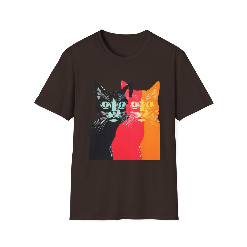 Cat Trio Pop Art T-Shirt — Colorful Retro Feline Graphic Tee