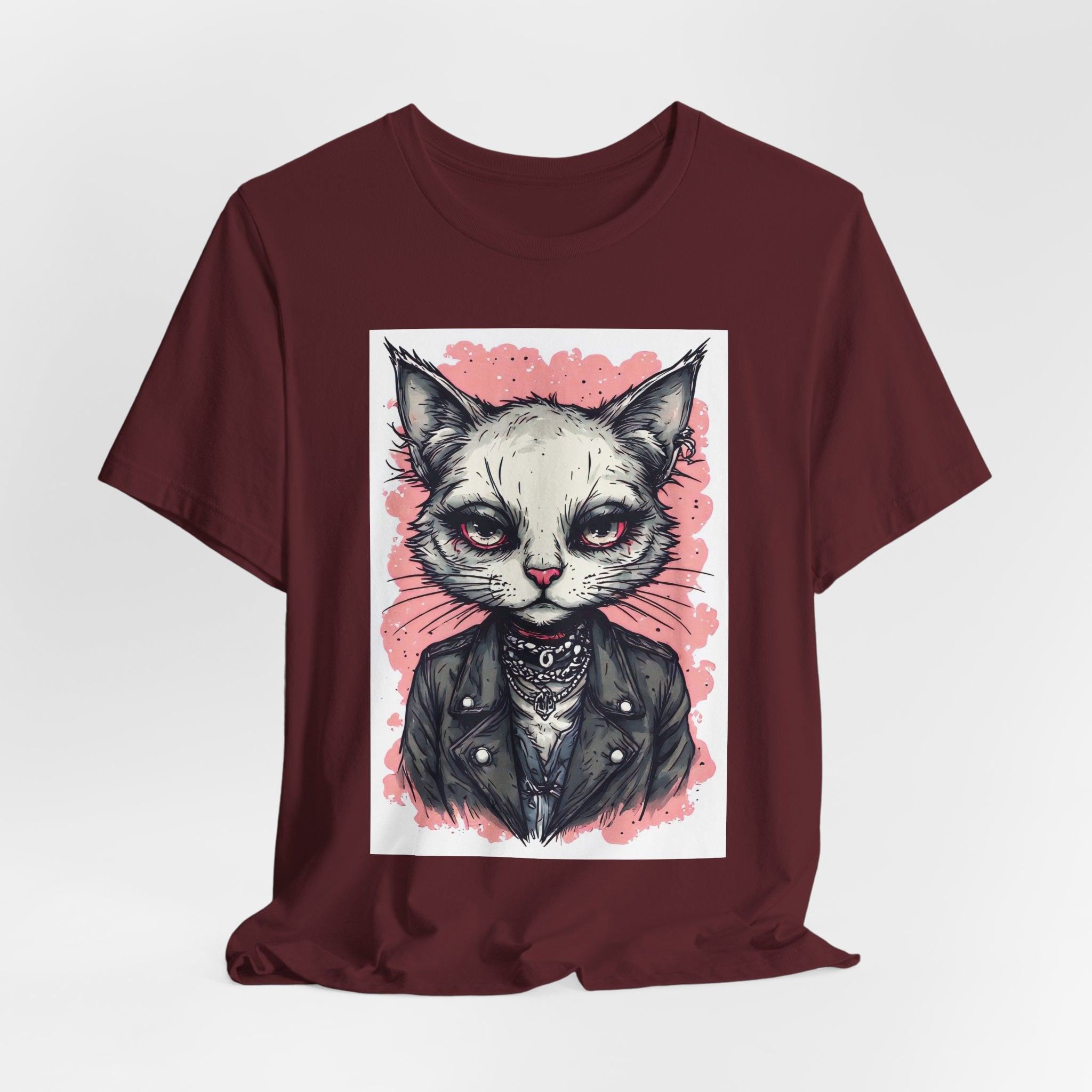 Grumpy Punk Cat T-Shirt — Gothic Kitty Graphic Tee