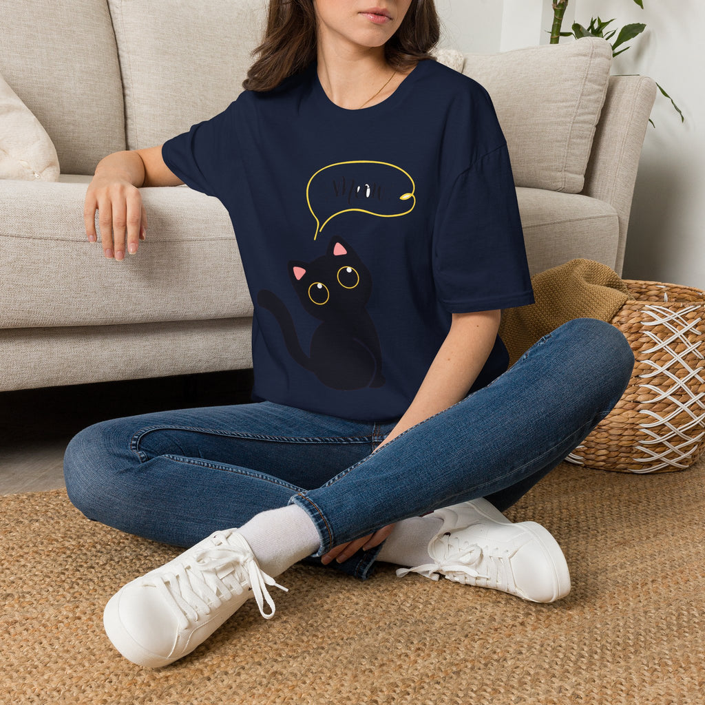 Meow Black Cat Tee — Cute Cat Graphic T-Shirt