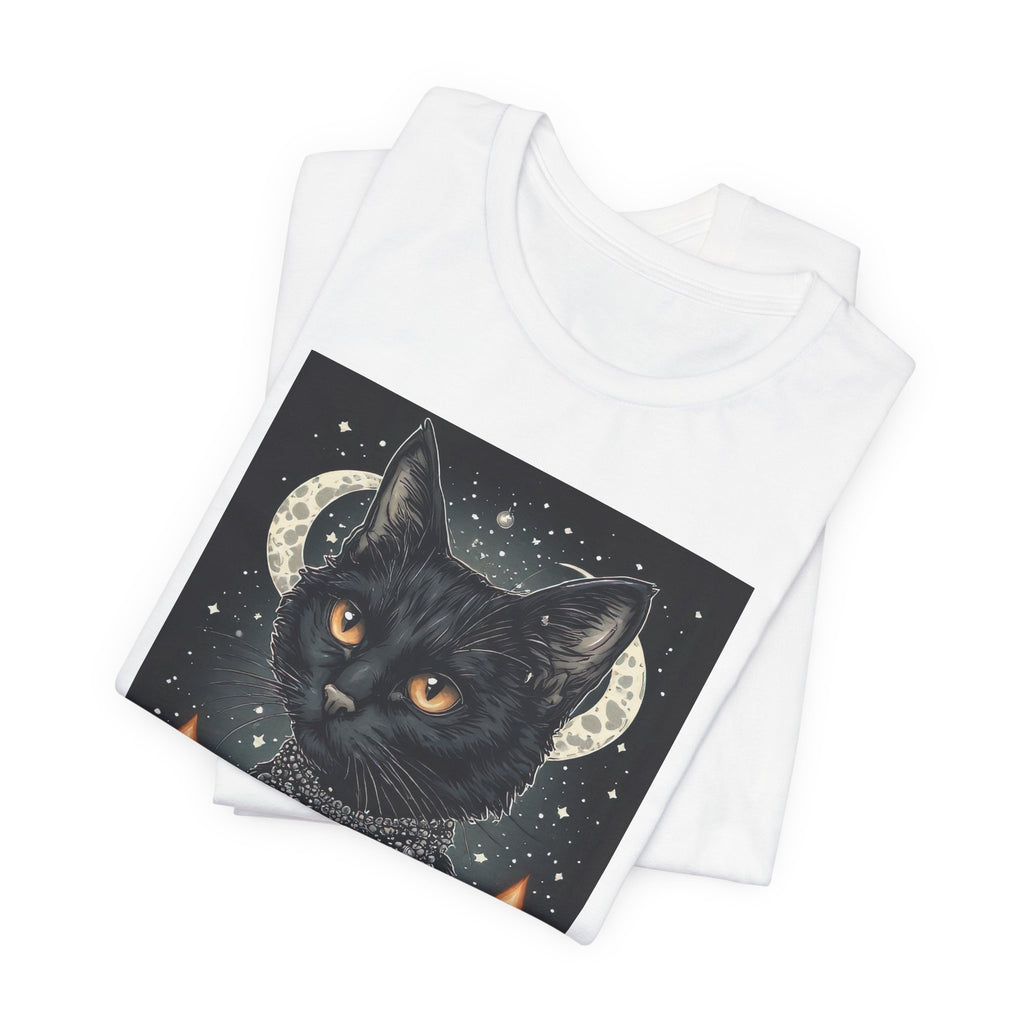 Occult Black Cat T-Shirt — Mystic Moon, Candles & Goth Cat Art Tee