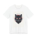 Black Cat Graphic Tee – Red-Eyed Cat Head Illustration T-Shirt