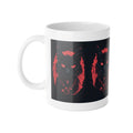 Black Cat Portrait Mug — Gothic Red & Black Ceramic Coffee Cup