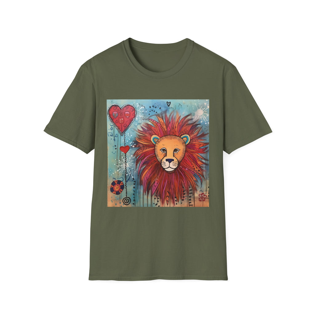 Lion Heart T-Shirt — Colorful Whimsical Lion Illustration Tee