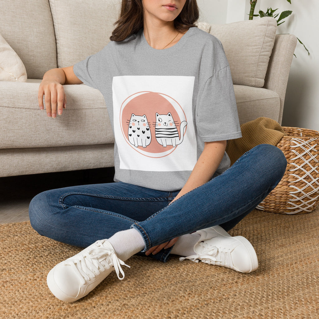 Cute Cat Duo T-Shirt — Kawaii Cat Couple Graphic Tee