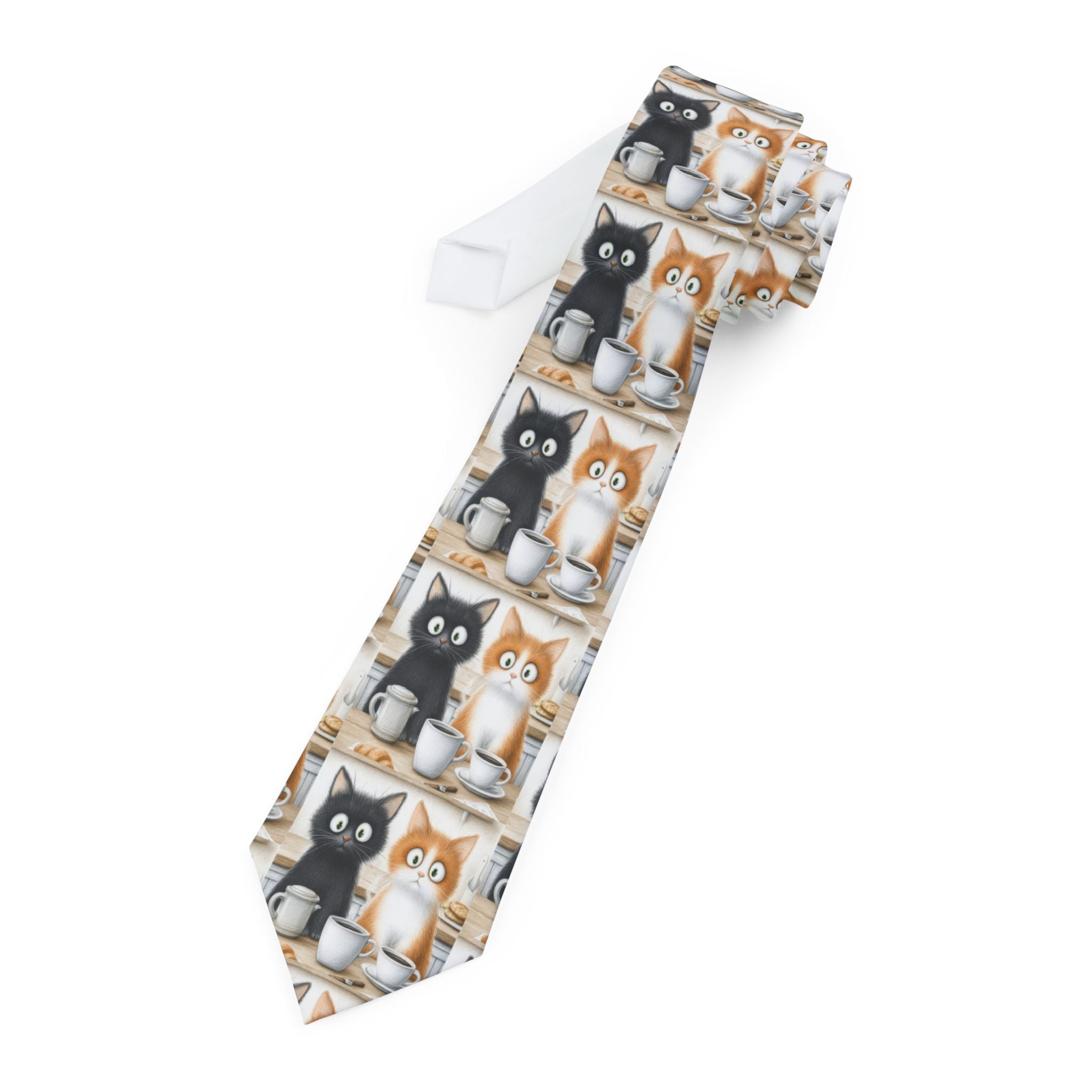 Colorful Cat Art Necktie — Vibrant Abstract Feline Print Tie for Cat Lovers, Gift for Birthday & Holidays