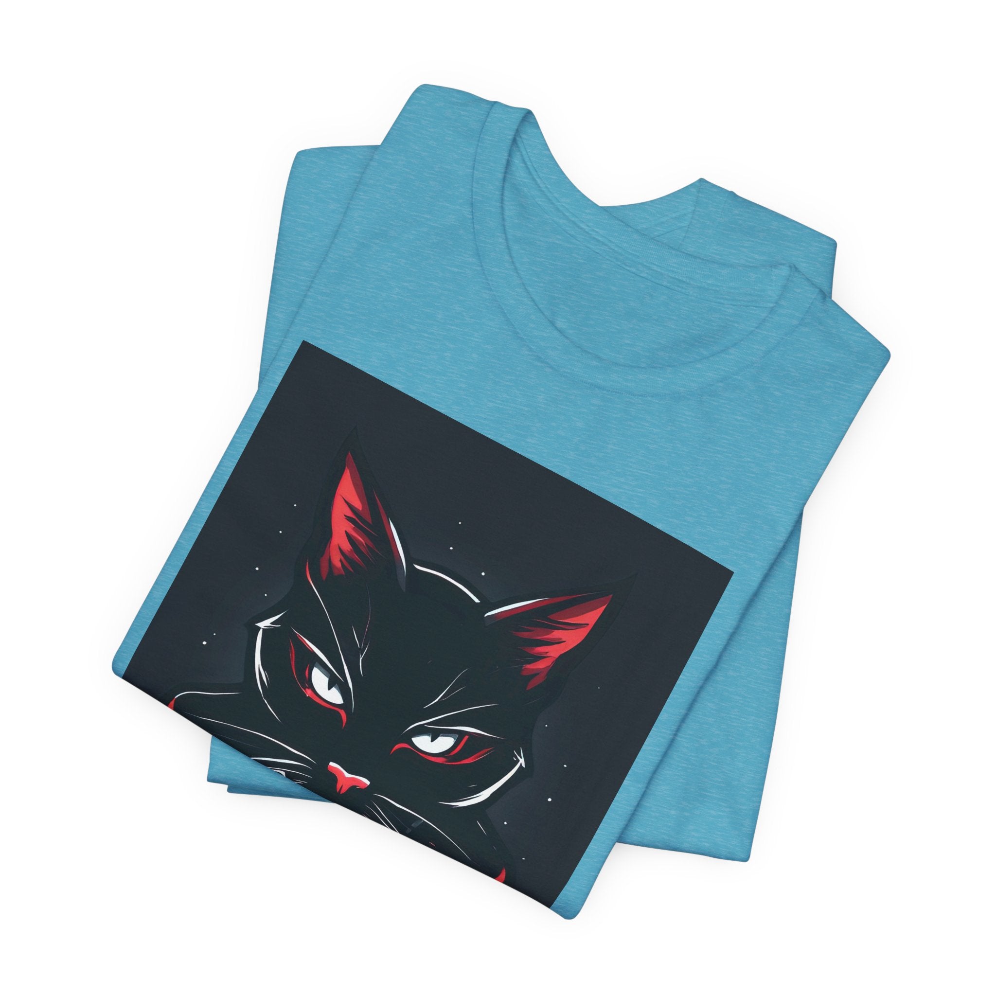Black Cat Vampire Graphic Tee — Gothic Halloween Horror T-Shirt