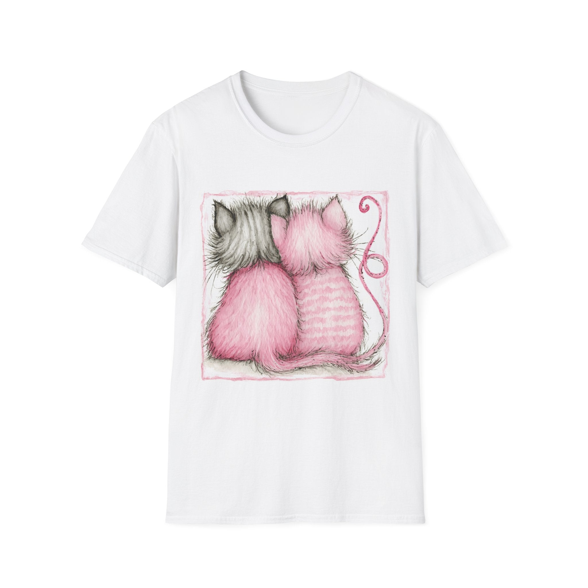 Pink & Gray Kittens Tee - Cute Cat Couple T-Shirt, Cozy Pet Lover Gift