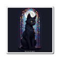 Black Cat Stained Glass Magnet — "Nine Lives. Zero Regrets."