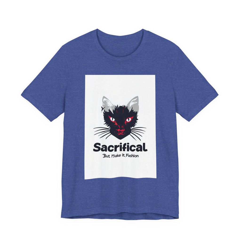 Sacrificial Cat T-Shirt — Red-Eyed Black Cat "Sacrificial" Graphic Tee