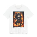 Flaming Rock Cat Graphic Tee — "Heavy Metal" Guitar Kitty Shirt