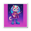 Disco Cat Magnet — Retro Rainbow Kitty Refrigerator Sticker