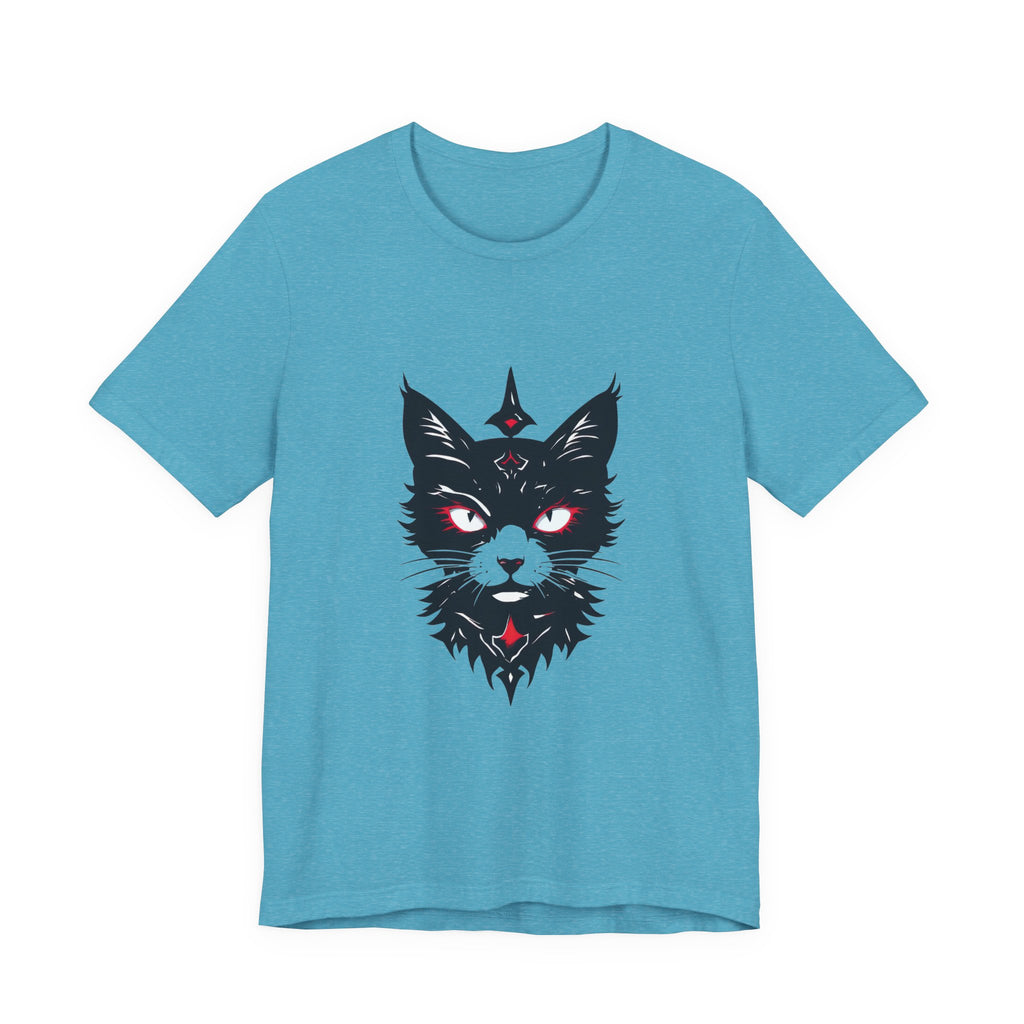 Occult Black Cat Tee — Mystical Cat Head Graphic T-Shirt