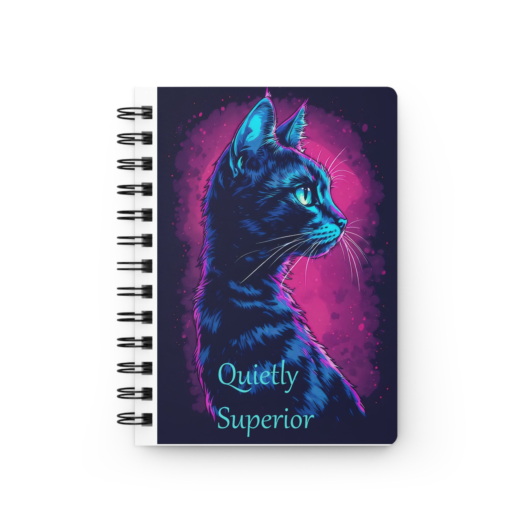 Quietly Superior Cat Spiral Notebook — Neon Retro Cat Journal