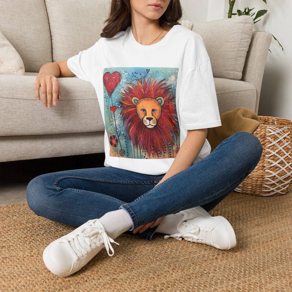 Lion Heart T-Shirt — Colorful Whimsical Lion Illustration Tee