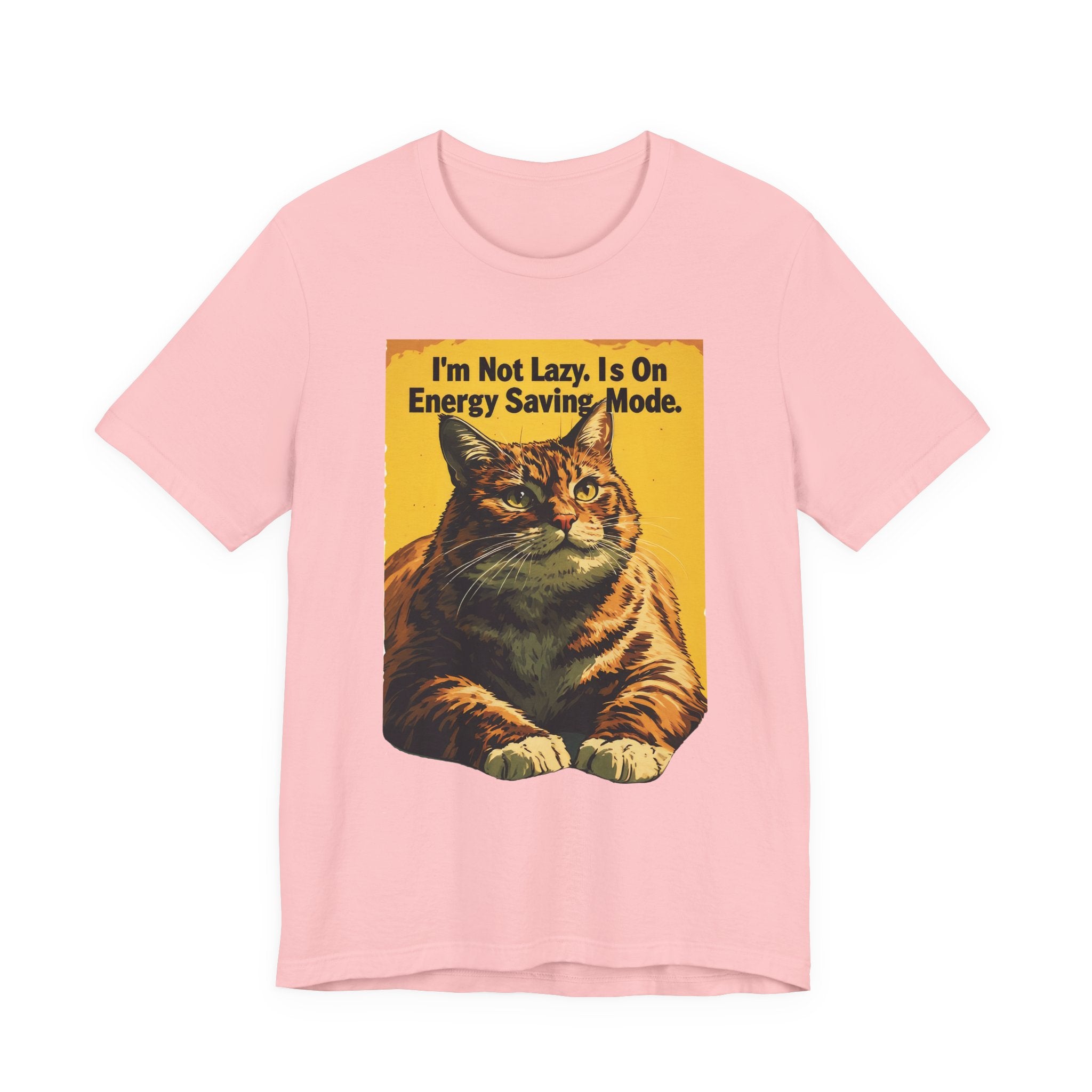 Energy Saving Mode Cat T-Shirt – "I'm Not Lazy" Retro Cat Graphic Tee