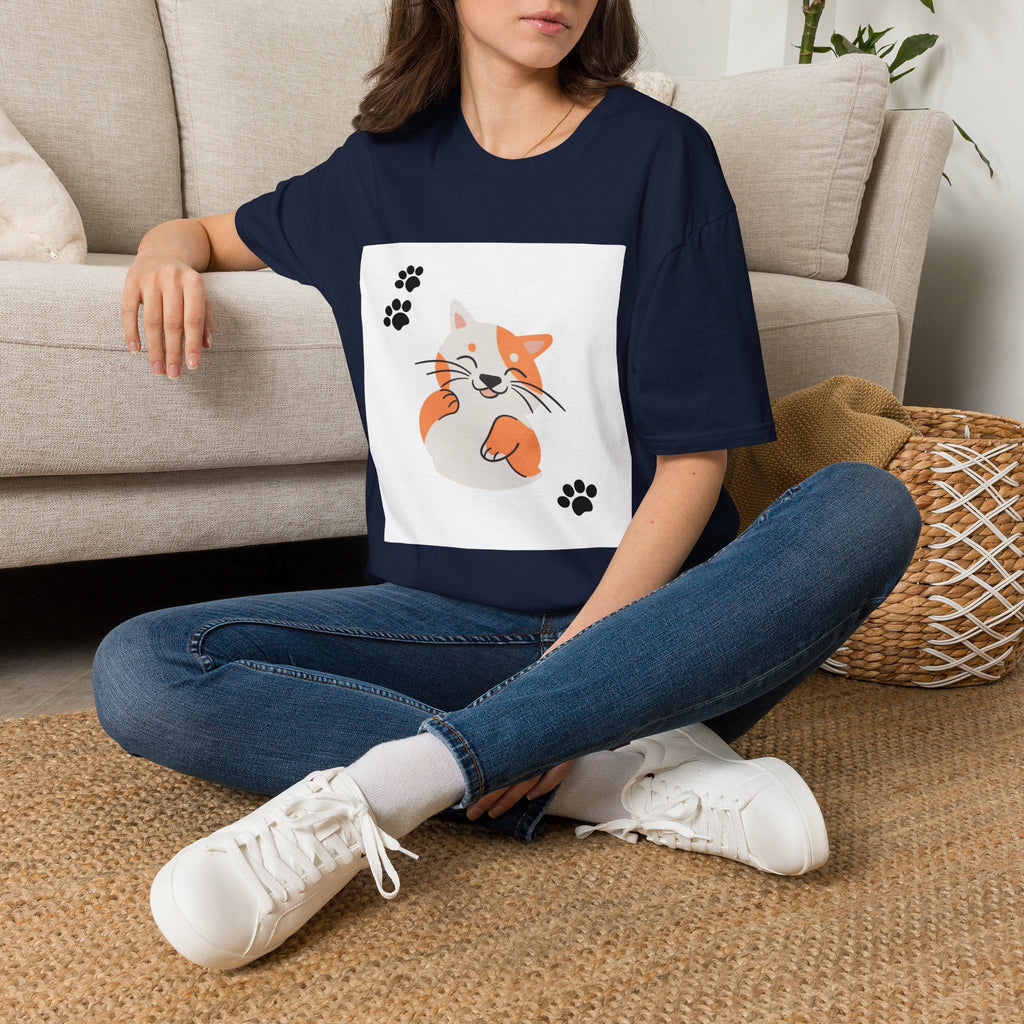 Cute Ginger Cat Paw T-Shirt — Playful Cat Graphic Tee