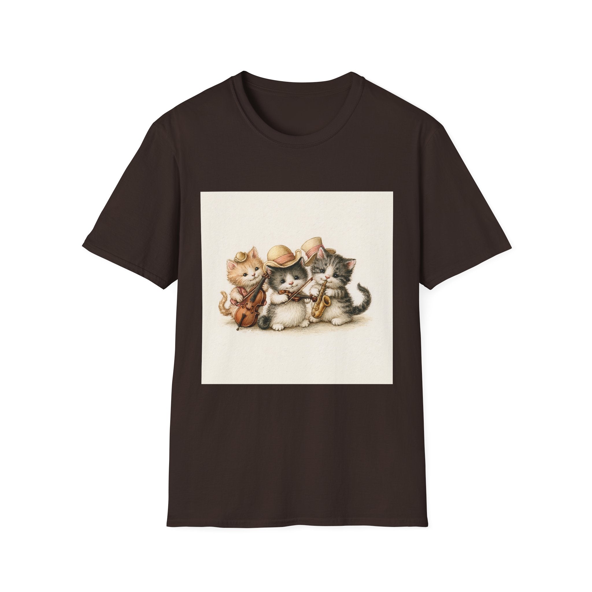 Cute Coffee Cats T‑Shirt — Wide‑Eyed Black & Ginger Kittens Graphic Tee