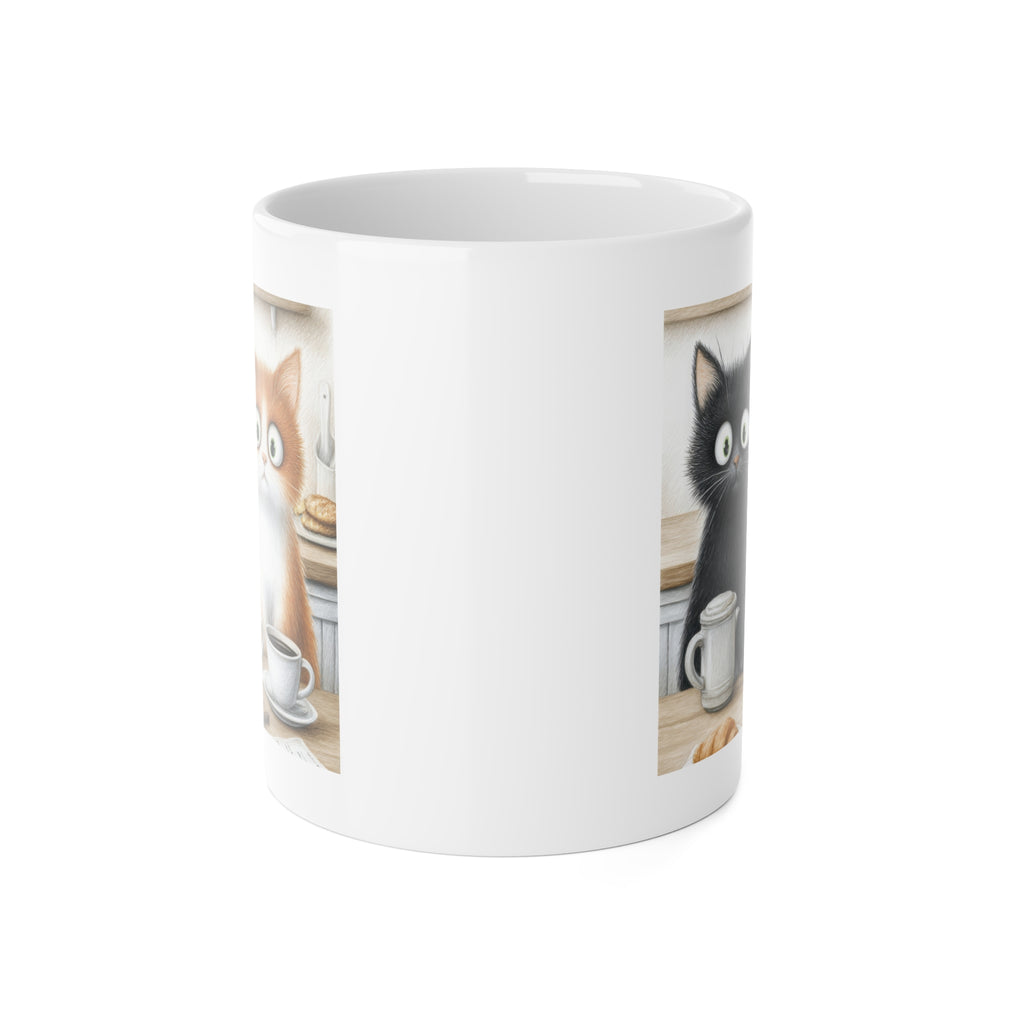 Coffee Cats Ceramic Mug — Cute Black & Orange Kittens 11oz