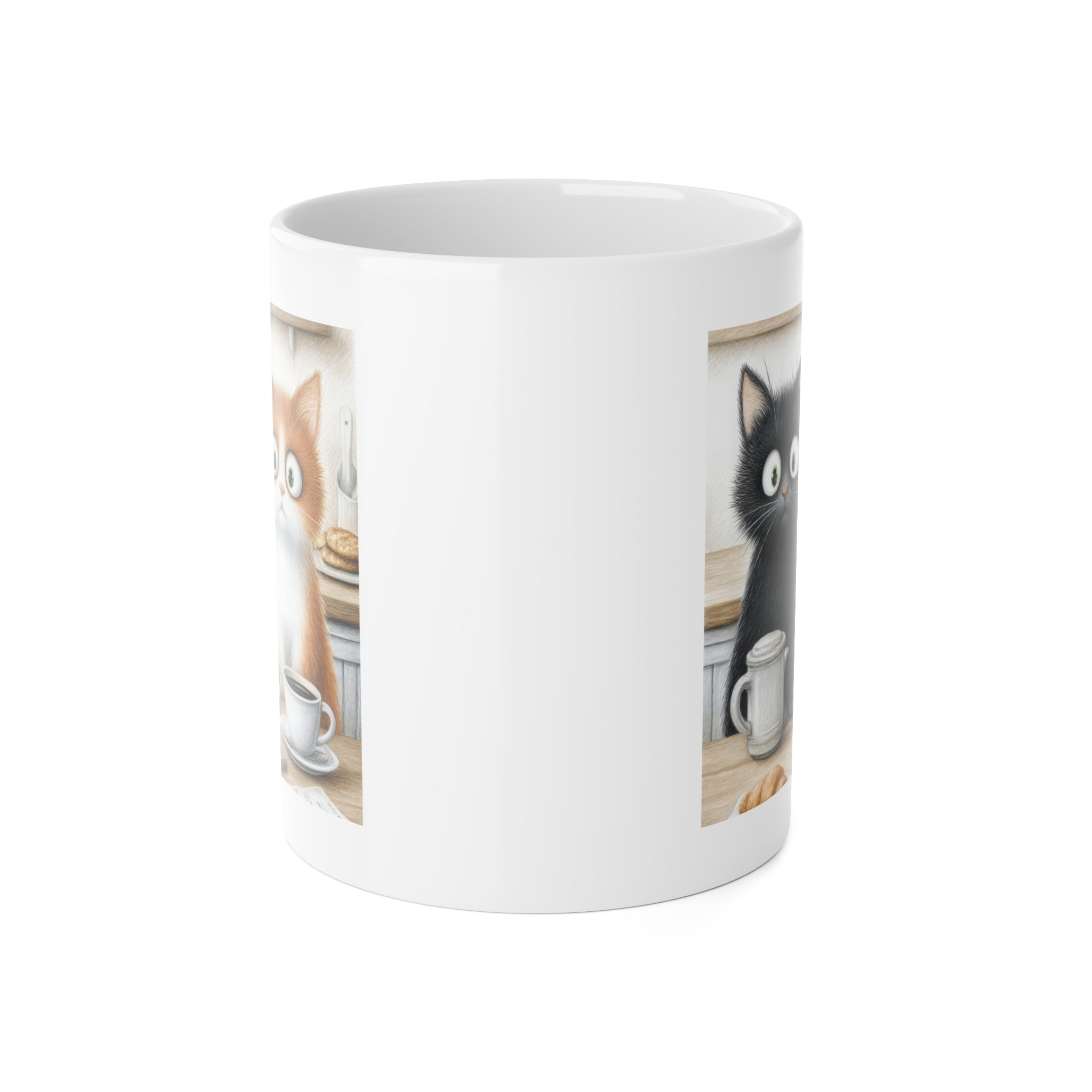 Coffee Cats Ceramic Mug — Cute Black & Orange Kittens 11oz