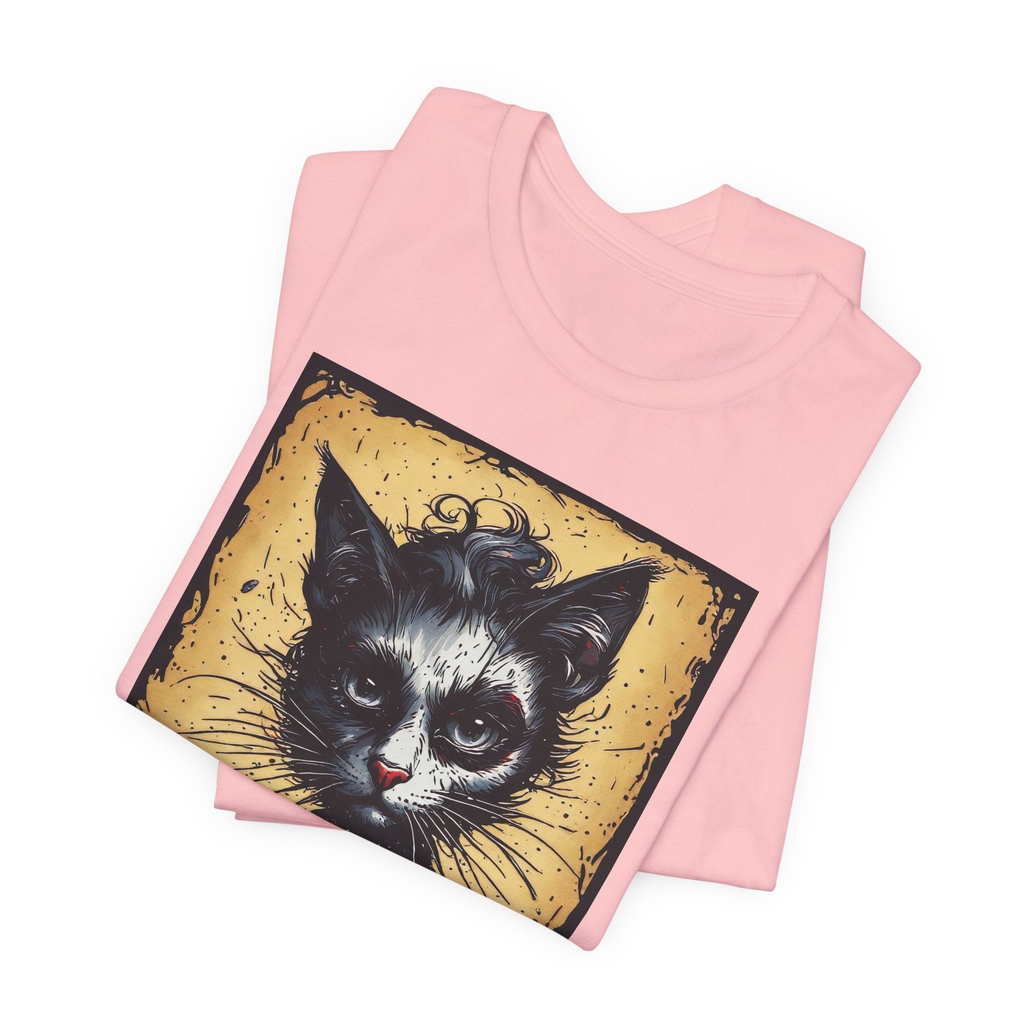 Gothic Portrait Cat T-Shirt – Vintage Dark Kitty Art Tee