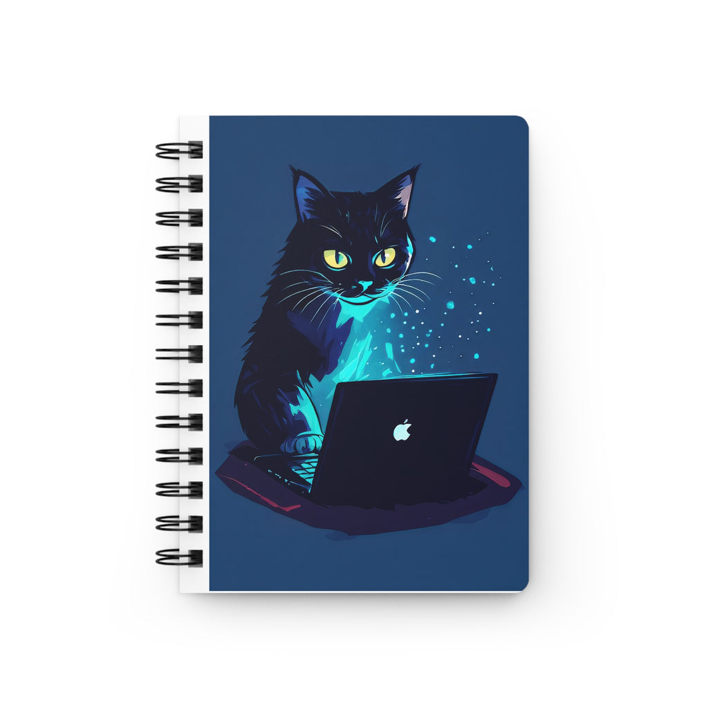 Mystic Kitty Laptop Spiral Journal — Cat Magic Notebook for Writers & Students