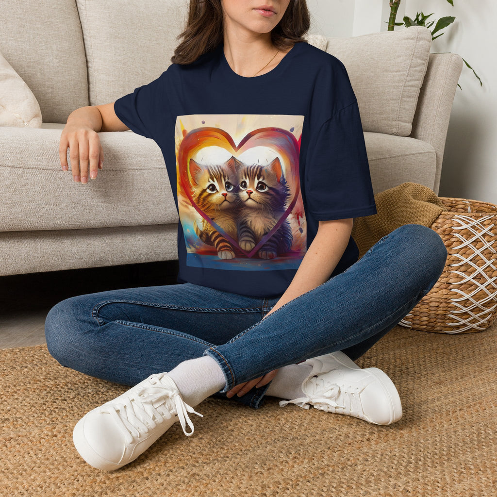 Cute Kittens Heart T-Shirt — Adorable Cat Love Graphic Tee