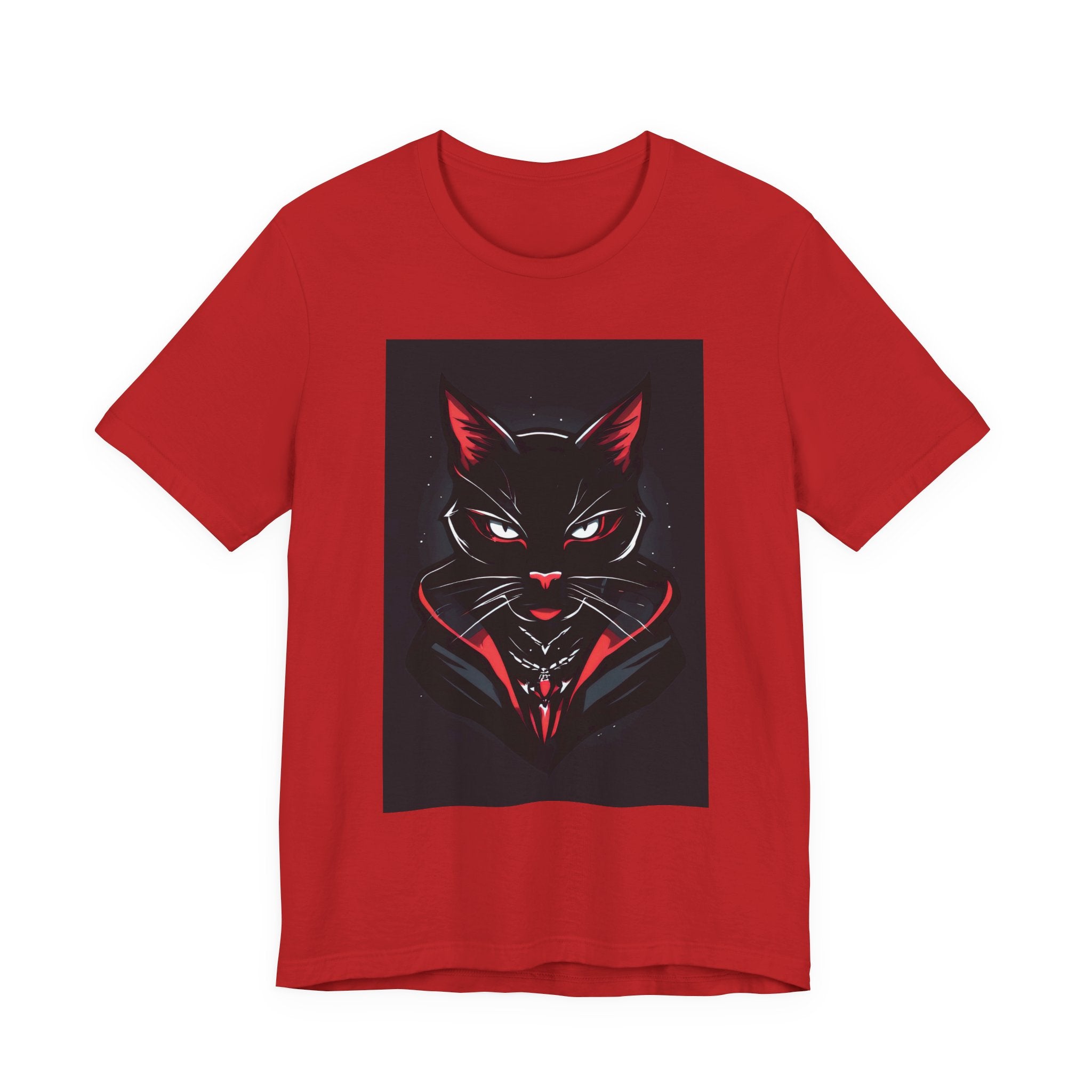 Black Cat Vampire Graphic Tee — Gothic Halloween Horror T-Shirt