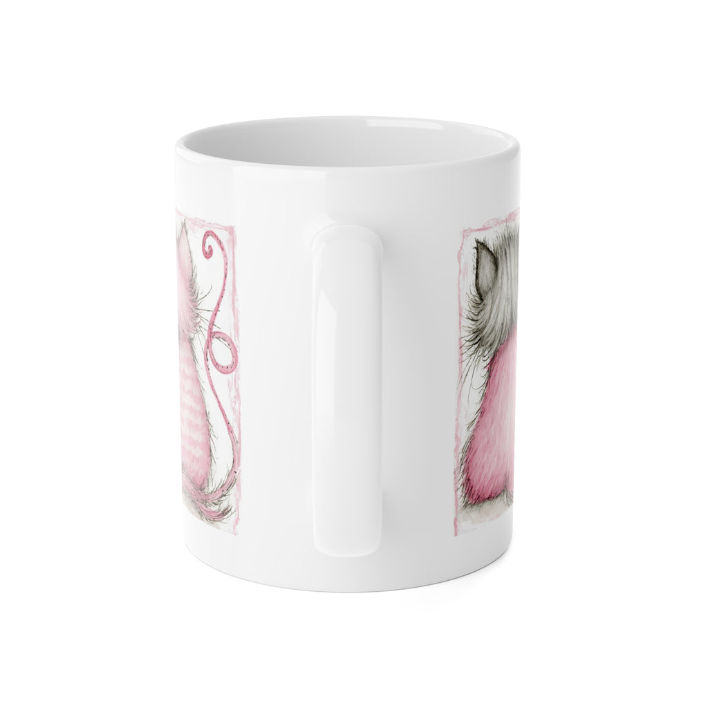 Forever Friends Kitten Ceramic Mug – Pink & Gray Cat Companion Coffee Mug