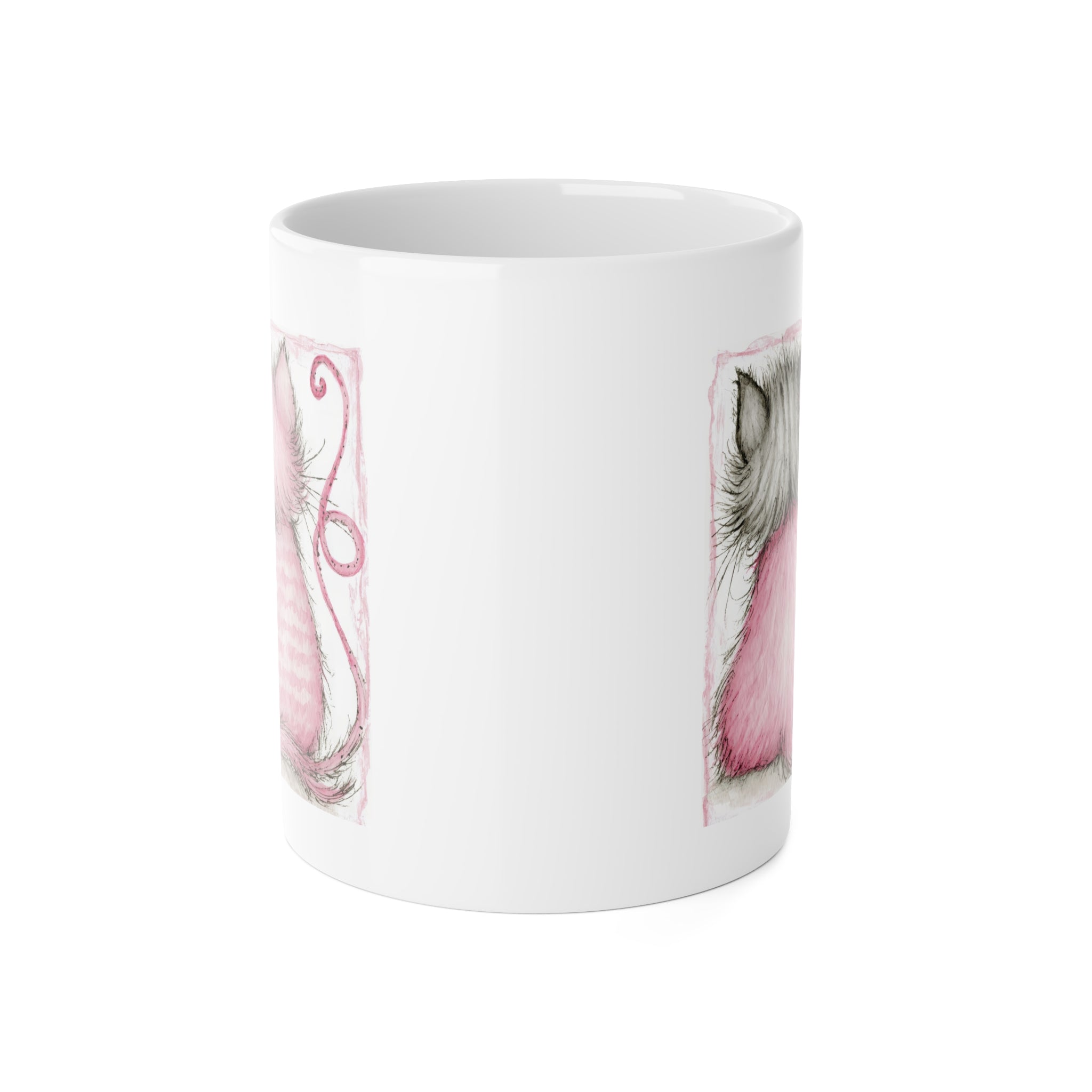 Forever Friends Kitten Ceramic Mug – Pink & Gray Cat Companion Coffee Mug