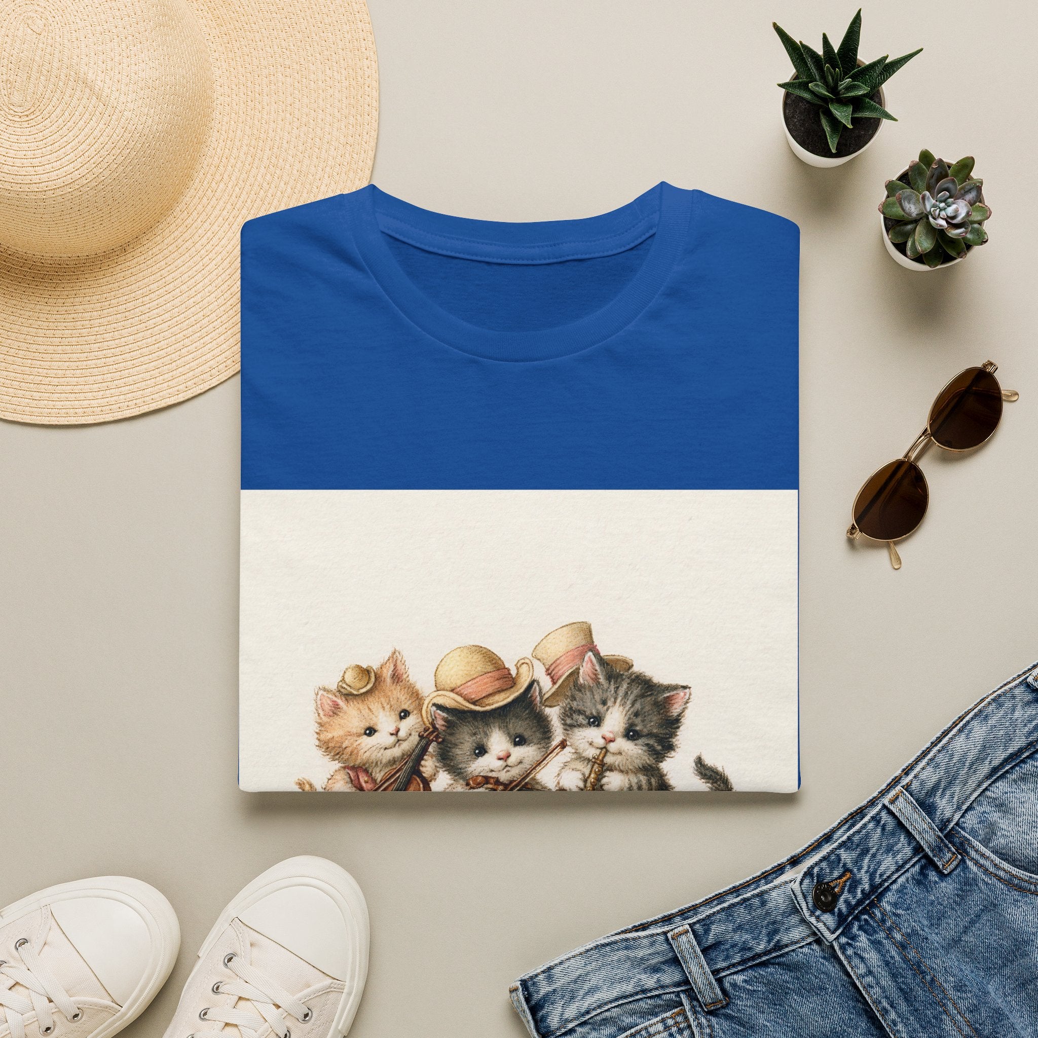 Cute Coffee Cats T‑Shirt — Wide‑Eyed Black & Ginger Kittens Graphic Tee
