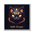 Soft Chaos Cat Magnet — Fiery Neon Cat Face Fridge Magnet