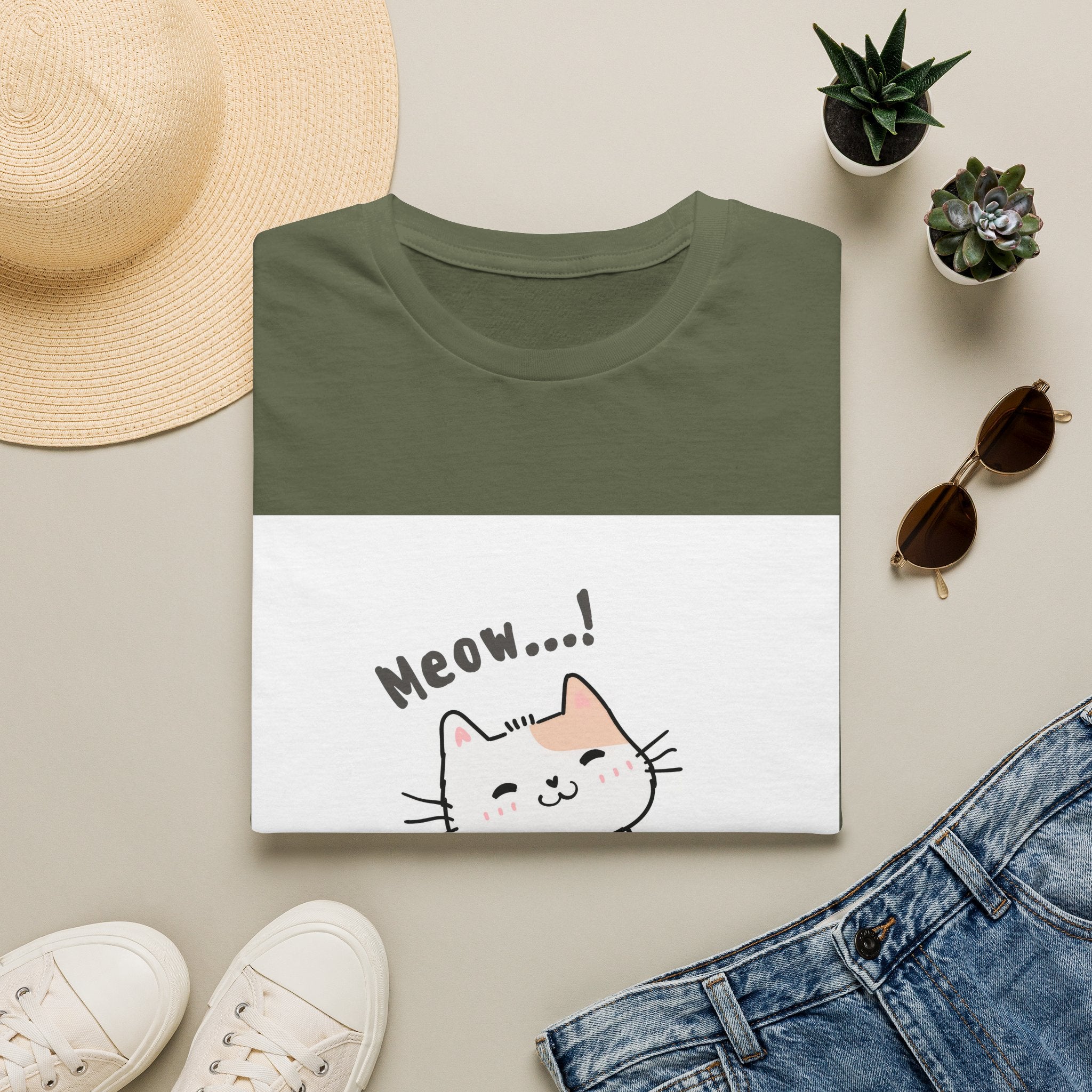 Cat Meow T-Shirt — Cute Cartoon Kitty Graphic Tee