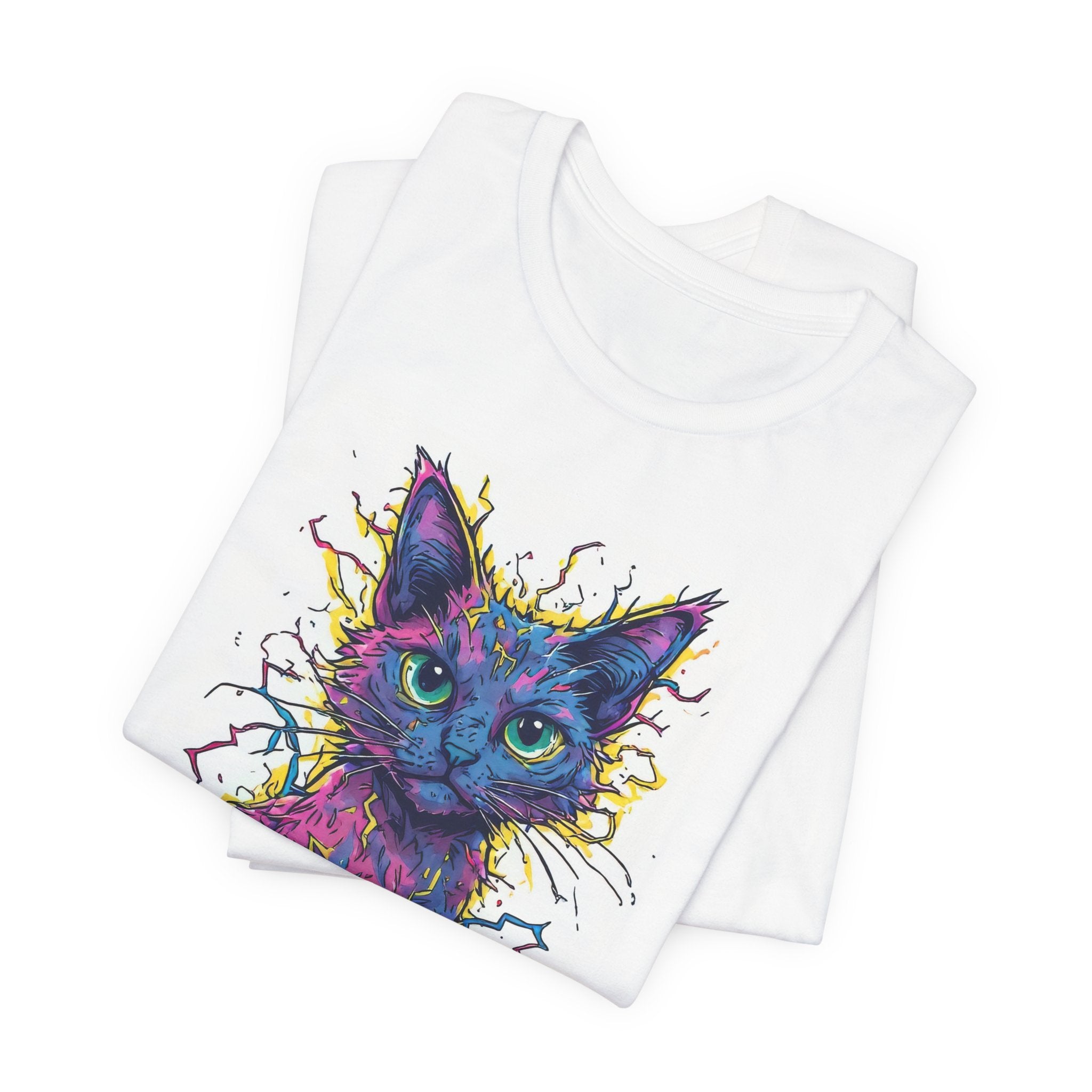 Psychedelic Cat T-Shirt — Colorful Neon Kitten Art Tee