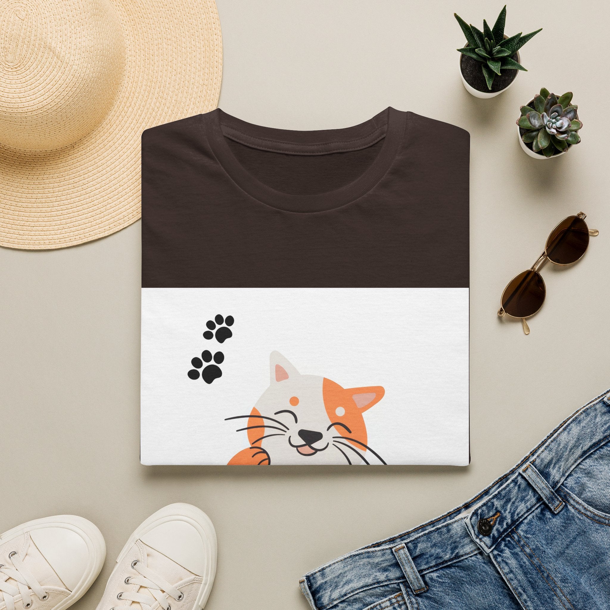 Cute Ginger Cat Paw T-Shirt — Playful Cat Graphic Tee