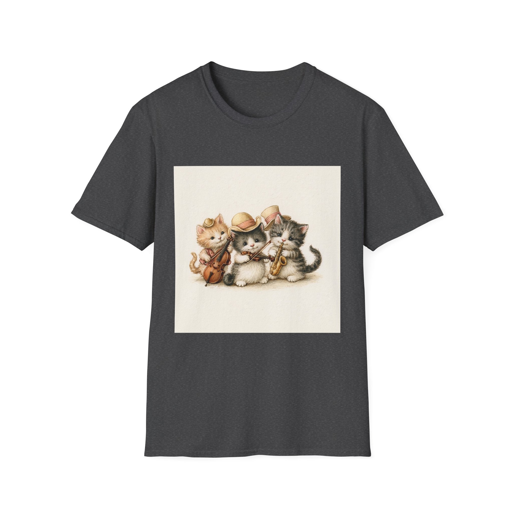 Cute Coffee Cats T‑Shirt — Wide‑Eyed Black & Ginger Kittens Graphic Tee
