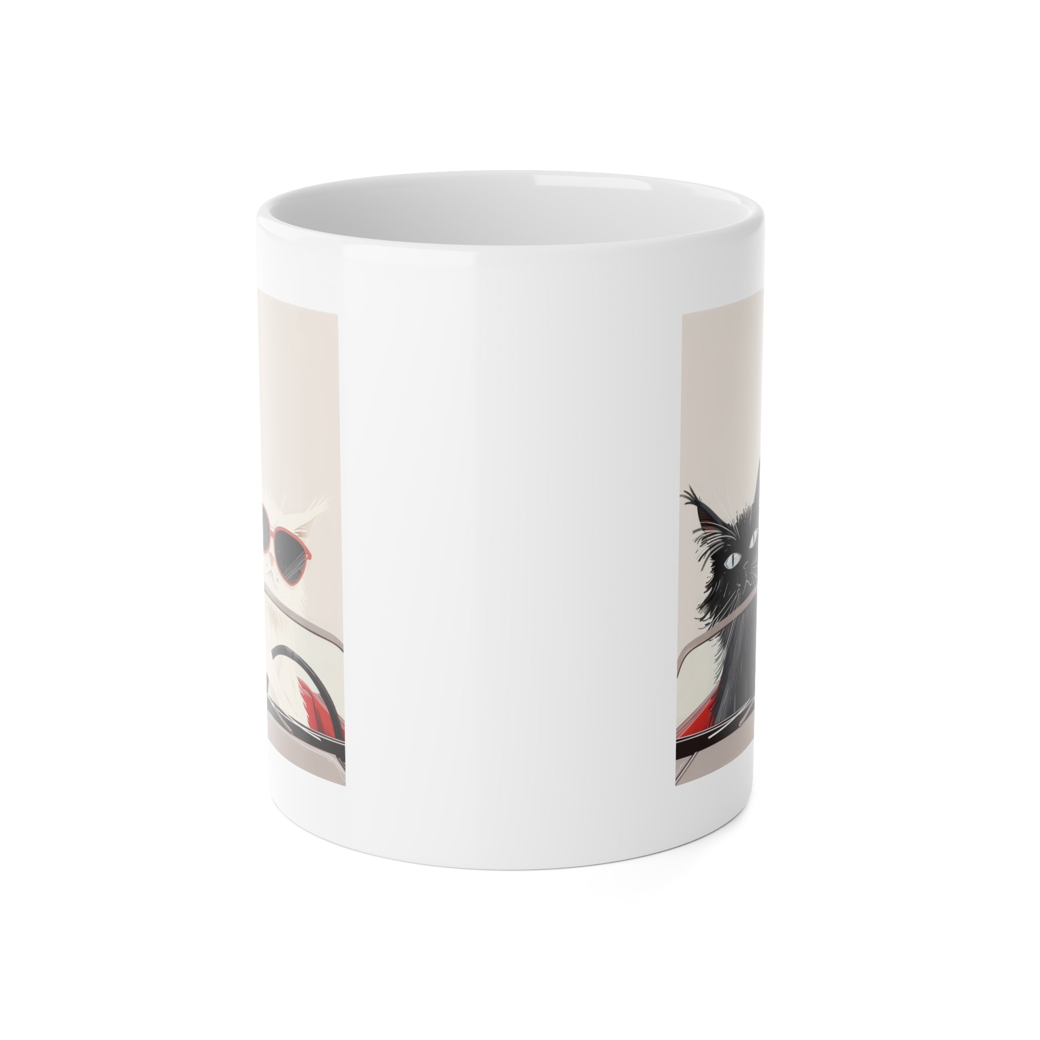 11oz Ceramic Mug — Cool Cats Driving Design (Cat with Sunglasses)
