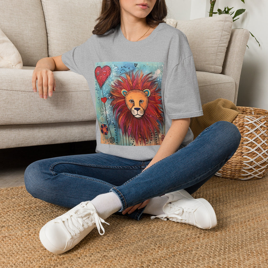 Lion Heart T-Shirt — Colorful Whimsical Lion Illustration Tee